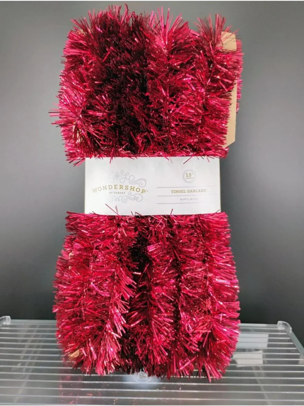 15 Ft Wondershop Red Tinsel Garland For Decorative Use